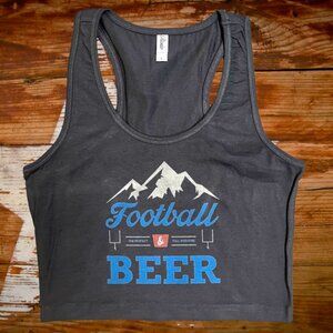 football and beer black crop tank top